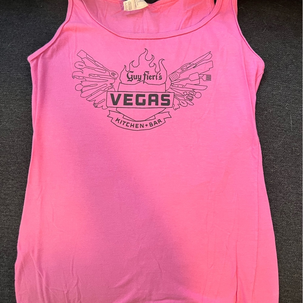 Ladies pink Guy Fieri Vegas tank top sz S